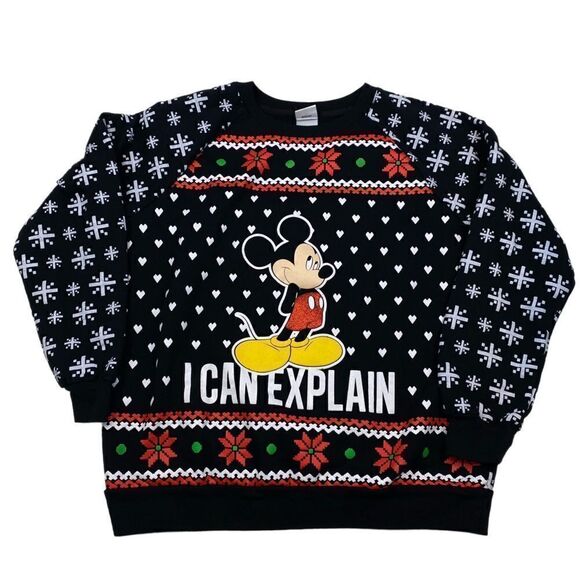Disney Mickey Mouse Ugly Christmas Holiday Sweatshirt Large - Picture 2 of 6